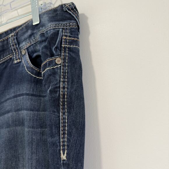 Maurices Low Rise Dark Wash Bootcut Jeans Size 14 Long Casual Western Rodeo Boho - Picture 5 of 10